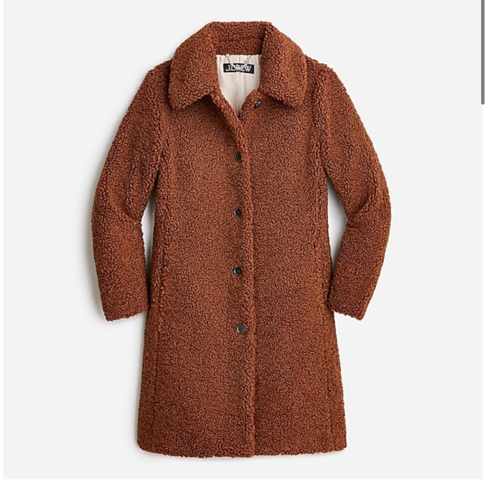 J.Crew Teddy Sherpa lady coat in Appalachian Brown